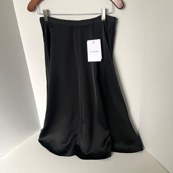 Jill Stuart Black Satin A-Line Skirt Womens 8 Flare Knee Length Cocktail Elegant - Picture 3 of 13
